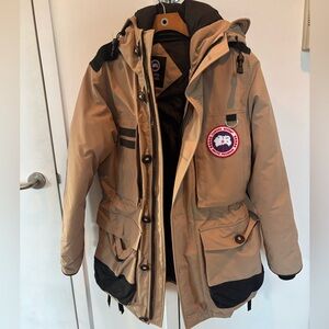 Canada Goose Beige Expedition Down Parka with Black Accents